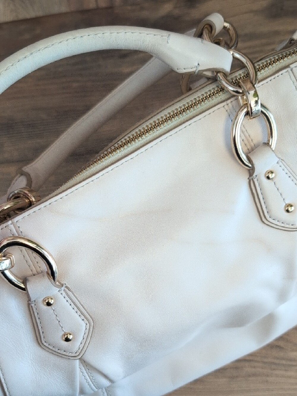 Coach Ivory Off White Colette Pleated Leather Satchel M410 - Picture 9 of 16